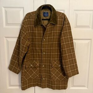 Arnold Palmer Vintage Cashmere and Wool Tan Brown Plaid Barn Jacket Large